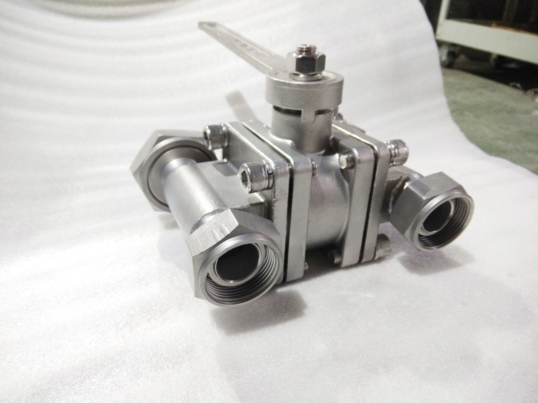 Valvola a sfera criogenica a tre vie in acciaio inossidabile DN25 per GNL / LOX / gas liquido